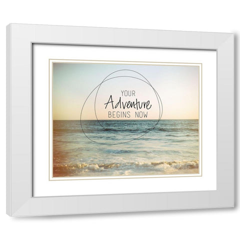 Adventure Begins Now White Modern Wood Framed Art Print with Double Matting by Louise, Gigi