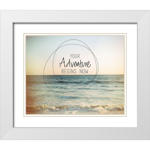 Adventure Begins Now White Modern Wood Framed Art Print with Double Matting by Louise, Gigi
