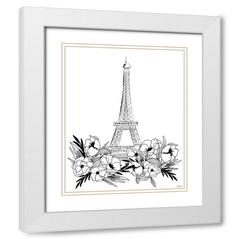 Eiffel Black White White Modern Wood Framed Art Print with Double Matting by Louise, Gigi