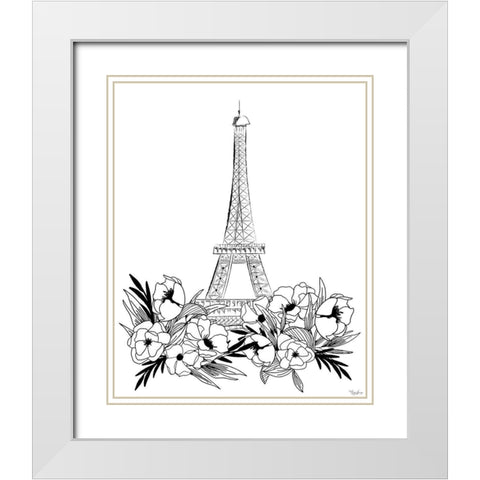 Eiffel Black White White Modern Wood Framed Art Print with Double Matting by Louise, Gigi