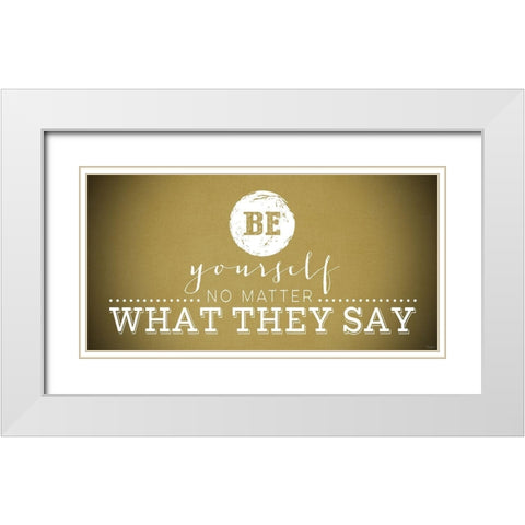 Yourself Yellow White Modern Wood Framed Art Print with Double Matting by Louise, Gigi