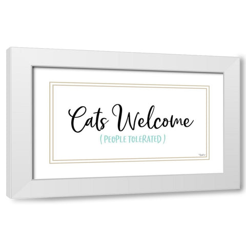 Cats Welcome White White Modern Wood Framed Art Print with Double Matting by Louise, Gigi