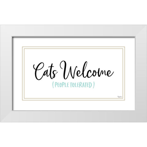 Cats Welcome White White Modern Wood Framed Art Print with Double Matting by Louise, Gigi