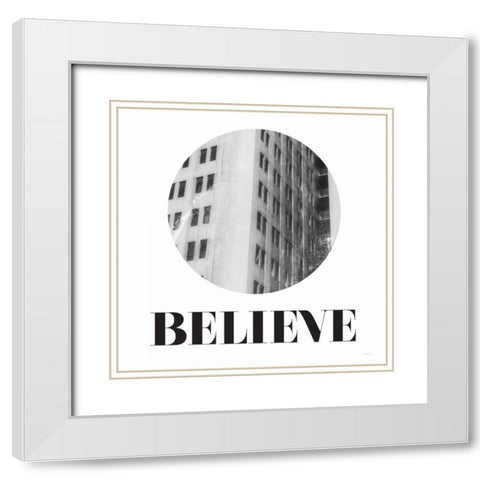 Believe White Modern Wood Framed Art Print with Double Matting by Louise, Gigi