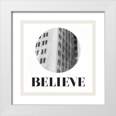 Believe White Modern Wood Framed Art Print with Double Matting by Louise, Gigi
