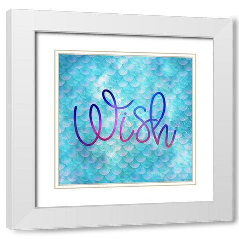 Wish Mermaid White Modern Wood Framed Art Print with Double Matting by Louise, Gigi