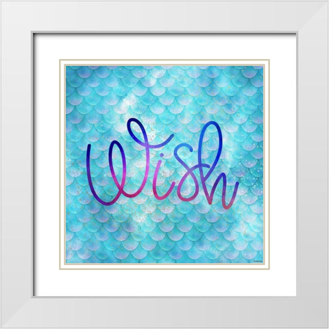Wish Mermaid White Modern Wood Framed Art Print with Double Matting by Louise, Gigi