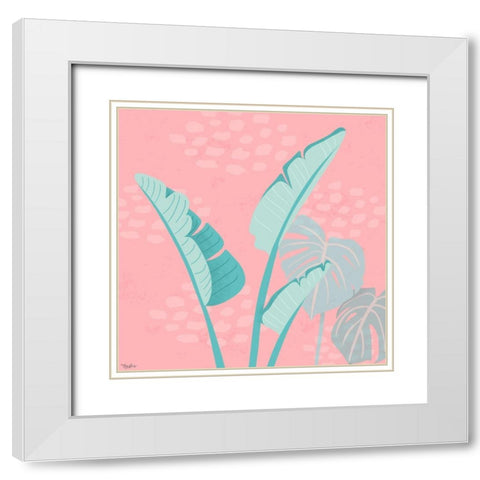 Tropical Leaves 2 White Modern Wood Framed Art Print with Double Matting by Louise, Gigi