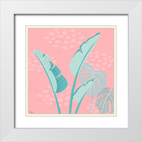 Tropical Leaves 2 White Modern Wood Framed Art Print with Double Matting by Louise, Gigi