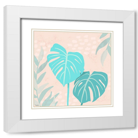 Tropical Leaves 3 White Modern Wood Framed Art Print with Double Matting by Louise, Gigi