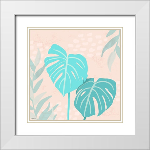 Tropical Leaves 3 White Modern Wood Framed Art Print with Double Matting by Louise, Gigi