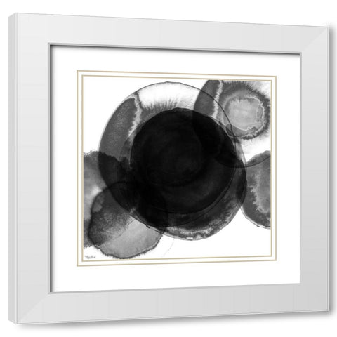 Black Circle Abstract 1 White Modern Wood Framed Art Print with Double Matting by Louise, Gigi