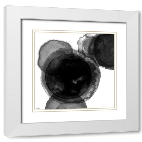 Black Circle Abstract 2 White Modern Wood Framed Art Print with Double Matting by Louise, Gigi