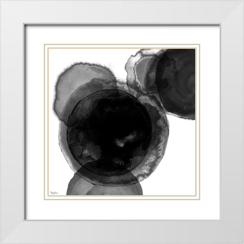 Black Circle Abstract 2 White Modern Wood Framed Art Print with Double Matting by Louise, Gigi