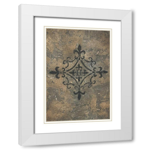 Fleur de Lis Medallion White Modern Wood Framed Art Print with Double Matting by Emery, Kristin