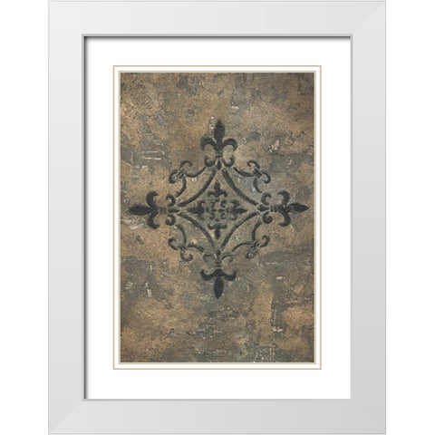Fleur de Lis Medallion White Modern Wood Framed Art Print with Double Matting by Emery, Kristin