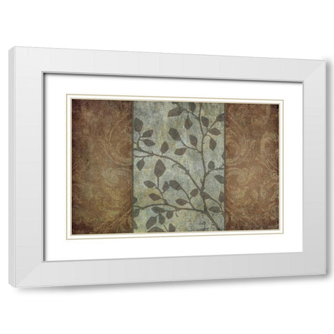 Rustic Leaves I White Modern Wood Framed Art Print with Double Matting by Emery, Kristin