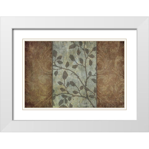 Rustic Leaves I White Modern Wood Framed Art Print with Double Matting by Emery, Kristin