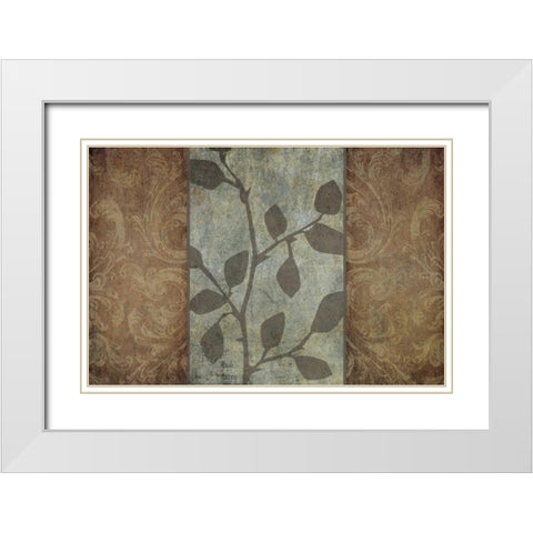 Rustic Leaves II White Modern Wood Framed Art Print with Double Matting by Emery, Kristin
