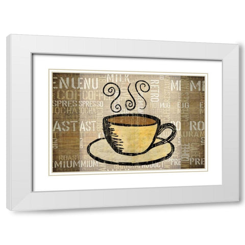 Coffee Mat 1 White Modern Wood Framed Art Print with Double Matting by Emery, Kristin