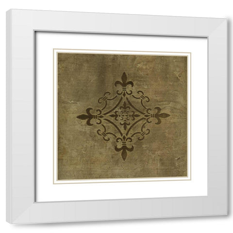 Fleur de Lis Medallion White Modern Wood Framed Art Print with Double Matting by Emery, Kristin