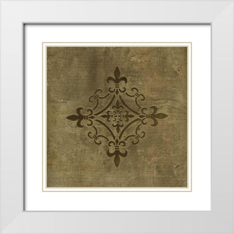 Fleur de Lis Medallion White Modern Wood Framed Art Print with Double Matting by Emery, Kristin