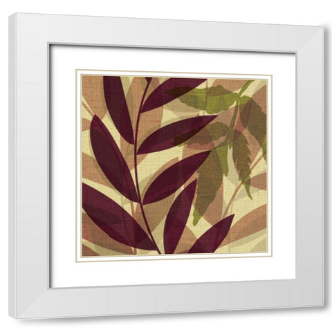 Purple and Yellow Leaves II White Modern Wood Framed Art Print with Double Matting by Emery, Kristin