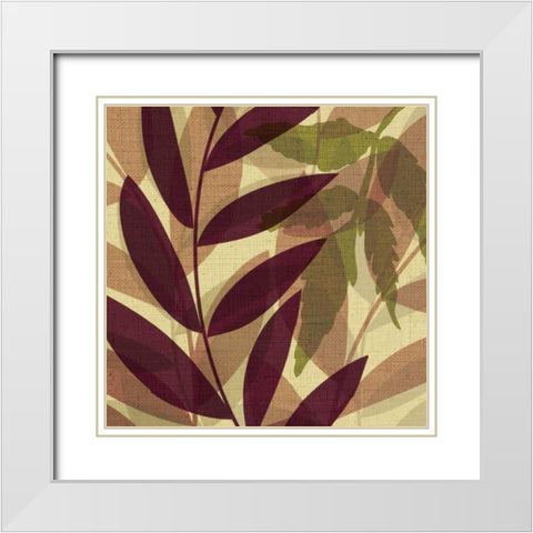 Purple and Yellow Leaves II White Modern Wood Framed Art Print with Double Matting by Emery, Kristin