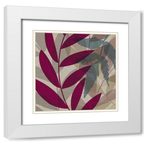 Purple and Green Leaves I White Modern Wood Framed Art Print with Double Matting by Emery, Kristin