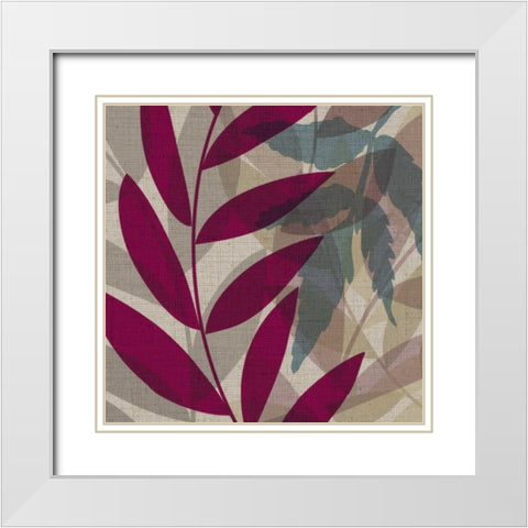 Purple and Green Leaves I White Modern Wood Framed Art Print with Double Matting by Emery, Kristin