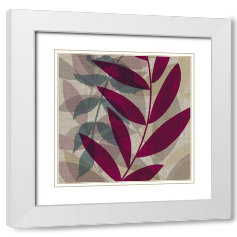 Purple and Green Leaves II White Modern Wood Framed Art Print with Double Matting by Emery, Kristin