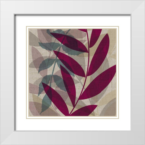 Purple and Green Leaves II White Modern Wood Framed Art Print with Double Matting by Emery, Kristin