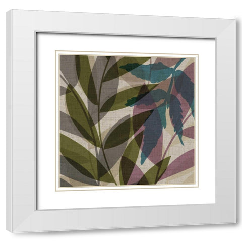 Purple Green Leaves White Modern Wood Framed Art Print with Double Matting by Emery, Kristin