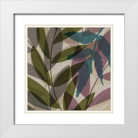 Purple Green Leaves White Modern Wood Framed Art Print with Double Matting by Emery, Kristin