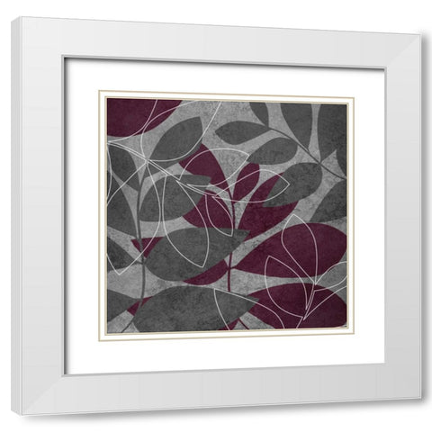 Gray and Purple Leaves I White Modern Wood Framed Art Print with Double Matting by Emery, Kristin