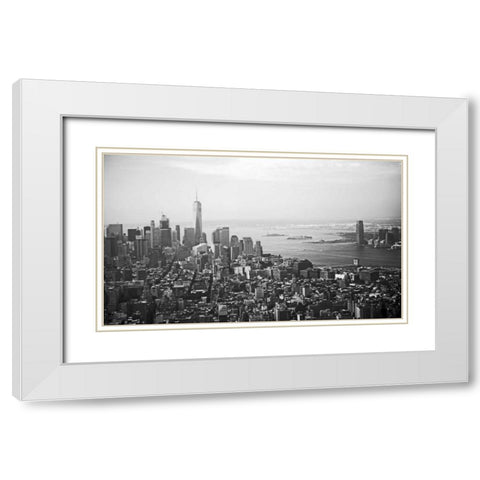 A Fly Over The City 1 White Modern Wood Framed Art Print with Double Matting by Colberg, Lisa
