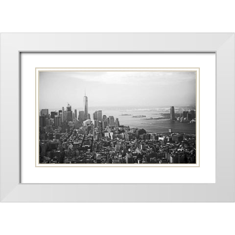 A Fly Over The City 1 White Modern Wood Framed Art Print with Double Matting by Colberg, Lisa