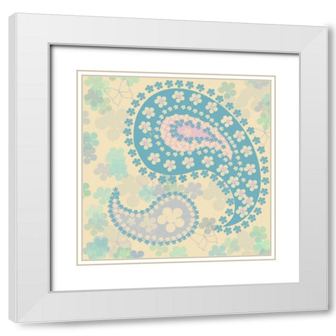 Pastel Paisley 1 White Modern Wood Framed Art Print with Double Matting by Rossi, Lorraine