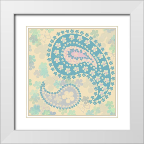 Pastel Paisley 1 White Modern Wood Framed Art Print with Double Matting by Rossi, Lorraine