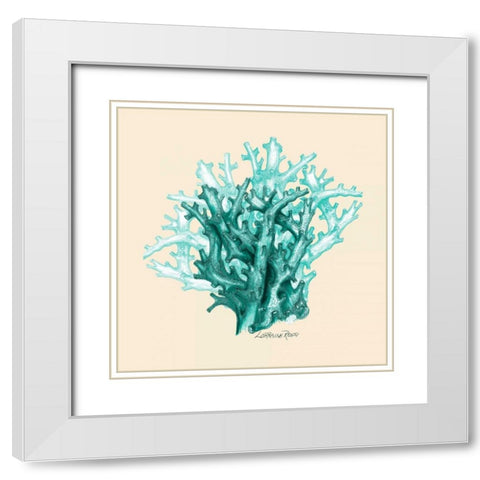 Teal Beige Coral White Modern Wood Framed Art Print with Double Matting by Rossi, Lorraine