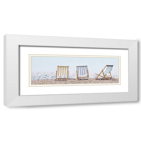 Beach Chairs White Modern Wood Framed Art Print with Double Matting by Straatsma, Leah