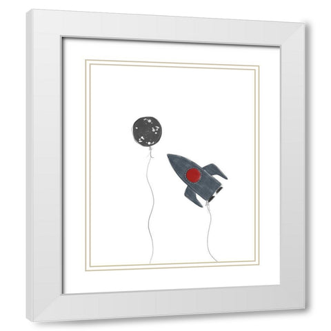 Spaceship Balloons White Modern Wood Framed Art Print with Double Matting by Straatsma, Leah