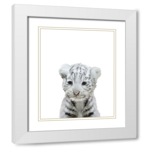 White Tiger White Modern Wood Framed Art Print with Double Matting by Straatsma, Leah