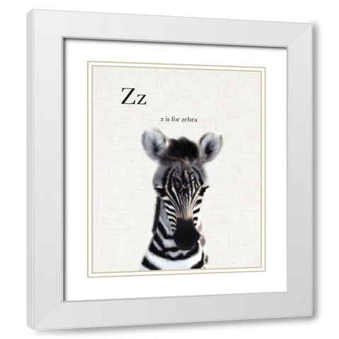 Baby Zebra Linen White Modern Wood Framed Art Print with Double Matting by Straatsma, Leah