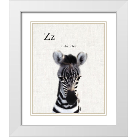 Baby Zebra Linen White Modern Wood Framed Art Print with Double Matting by Straatsma, Leah