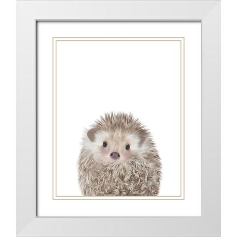 Hedgehog White Modern Wood Framed Art Print with Double Matting by Straatsma, Leah