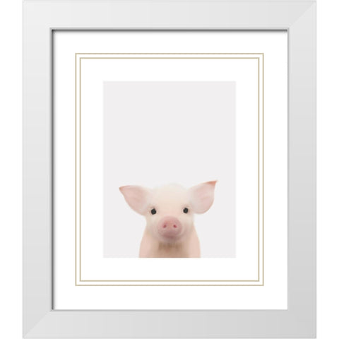 Piglet Gray White Modern Wood Framed Art Print with Double Matting by Straatsma, Leah