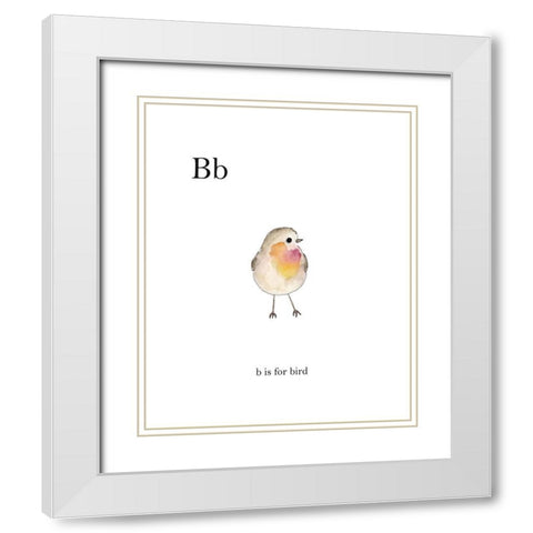 Bb Is For Bird White Modern Wood Framed Art Print with Double Matting by Straatsma, Leah