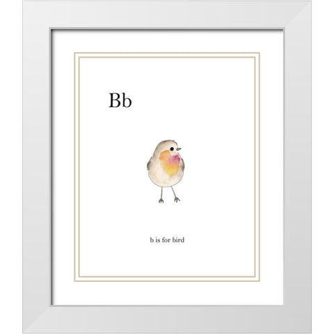 Bb Is For Bird White Modern Wood Framed Art Print with Double Matting by Straatsma, Leah