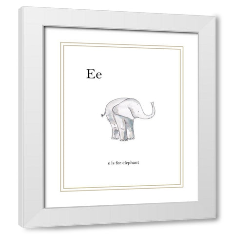 Ee Is For Elephant White Modern Wood Framed Art Print with Double Matting by Straatsma, Leah